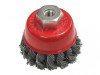 Faithfull Wire Cup Brush Twist Knot 65mm M14x2, 0.50mm Steel Wire