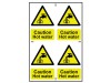 Scan Caution Hot Water - 4 PVC Signs 100 x 100mm