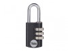 Yale Locks Aluminium Combination Padlock 20mm Black