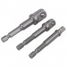 Socket Adaptor Set, 1/4\" Hex. x 1/4\", 3/8\" & 1/2\" Sq. Dr. (3 Piece)