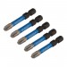 Draper Expert Cross Slot/PH Type Impact Screwdriver Bits, No.3 x 50mm, 1/4\" Hex (Pack of 5)