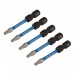 Draper Expert TX-STAR Impact Screwdriver Bits, T15 x 50mm, 1/4\" Hex (Pack of 5)
