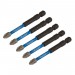 Draper Expert PZ-Type Impact Screwdriver Bits, No.2 x 75mm, 1/4\" Hex (Pack of 5)