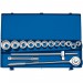 Draper HI-TORQ Metric Socket Set in Metal Case, 3/4\" Sq. Dr. (15 Piece)