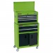 Combined Roller Cabinet and Tool Chest, 6 Drawer, 24\", Green
