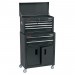 Combined Roller Cabinet and Tool Chest, 6 Drawer, 24\", Black
