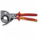 KNIPEX 95 36 320 Cable Cutter (ratchet principle, 3-stage) insulated with multi-component grips, VDE-tested black atrame