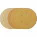 Gold Sanding Discs with Hook & Loop, 150mm, Assorted Grit - 120G, 180G, 240G, 320G, 400G, 6 Dust Extraction Holes (Pack 
