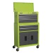 Sealey Topchest & Rollcab Combination 6 Drawer with Ball Bearing Runners - Hi-Viz Green/Grey