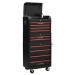 Sealey Retro Style Topchest, Mid-Box & Rollcab Combination 10 Drawer - Black with Red Anodised Drawer Pulls