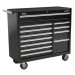 Sealey Rollcab 12 Drawer with Ball Bearing Runners Heavy-Duty - Black