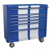 Sealey Rollcab 6 Drawer Wide Retro Style - Blue with White Stripe