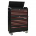 Sealey Retro Style Extra Wide Topchest & Rollcab Combination 10 Drawer - Black with Red Anodised Drawer Pulls
