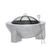 Sealey Dellonda Round MgO Fire Pit with BBQ Grill, 75cm, Safety Mesh Screen - Light Grey
