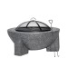 Sealey Dellonda Round MgO Fire Pit with BBQ Grill, 75cm, Safety Mesh Screen - Dark Grey