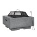 Sealey Dellonda Square MgO Fire Pit with BBQ Grill, Safety Mesh Screen and Fire Poker, Magnesium Oxide, Suitable for Woo