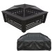 Sealey Dellonda 35\" Square Outdoor Fire Pit, Mesh Screen Lid, Black with Water Resistant Drawstring Cover