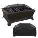 Sealey Dellonda 35\" Rectangular Outdoor Fire Pit, Antique Bronze Effect, Supplied with Water-Resistant Drawstring Cover