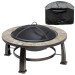 Sealey Dellonda 30\" Deluxe Traditional Style Fire Pit, Fireplace, Outdoor Heater with Fire Poker , Safety Mesh Screen & 
