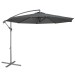 Sealey Dellonda 3m Banana Parasol/Umbrella for Garden, Patio with Crank Handle, 8 Ribs and Cover, Grey Canopy