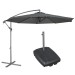 Sealey Dellonda 3m Banana Parasol/Umbrella, Cover and Base Bundle, 8 Rib, Crank Handle, Grey Canopy