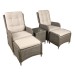 Sealey Dellonda Chester Rattan Wicker Outdoor Recliner Seat & Coffee Table Set, Brown