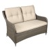 Sealey Dellonda Chester Rattan Wicker Outdoor Lounge 2-Seater Sofa with Cushion, Brown
