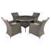 Sealey Dellonda Chester 5-Piece Rattan Wicker Outdoor Dining Set with Tempered Glass Table Top, Brown