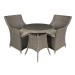 Sealey Dellonda Chester 3 Piece Rattan Wicker Outdoor Dining Set with Tempered Glass Table Top, Brown