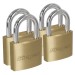 Siegen Brass Body Padlock with Brass Cylinder Keyed Alike - Pack of 4