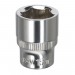 Sealey WallDrive Socket 15mm 3/8Sq Drive Fully Polished
