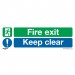 Sealey Safe Conditions Safety Sign - Fire Exit Keep Clear - Rigid Plastic - Pack of 10