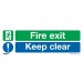 Sealey Safe Conditions Safety Sign - Fire Exit Keep Clear (Large) - Rigid Plastic