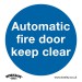 Sealey Mandatory Safety Sign - Automatic Fire Door Keep Clear - Rigid Plastic - Pack of 10