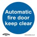 Sealey Mandatory Safety Sign - Automatic Fire Door Keep Clear - Self-Adhesive Vinyl