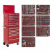 Sealey Tool Chest Combination 14 Drawer with Ball Bearing Runners - Red & 446pc Tool Kit