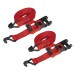 Sealey Ratchet Tie Down 32mm x 4.9mtr Polyester Webbing with J Hooks 1200kg Load Test - 2 Pairs