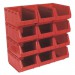 Sealey Plastic Storage Bin 209 x 356 x 164mm - Red Pack of 12